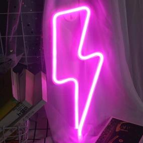 img 1 attached to ⚡ Pink Lightning Bolt Neon Sign: LED Wall Decor for Bedroom, Christmas Party, and Living Room - USB/Battery Powered