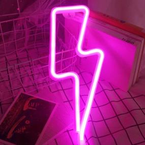 img 3 attached to ⚡ Pink Lightning Bolt Neon Sign: LED Wall Decor for Bedroom, Christmas Party, and Living Room - USB/Battery Powered