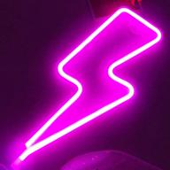 ⚡ pink lightning bolt neon sign: led wall decor for bedroom, christmas party, and living room - usb/battery powered логотип