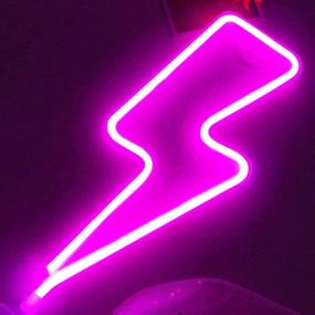 img 4 attached to ⚡ Pink Lightning Bolt Neon Sign: LED Wall Decor for Bedroom, Christmas Party, and Living Room - USB/Battery Powered