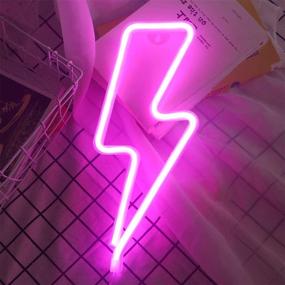 img 2 attached to ⚡ Pink Lightning Bolt Neon Sign: LED Wall Decor for Bedroom, Christmas Party, and Living Room - USB/Battery Powered