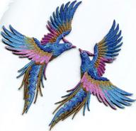 🕊️ pair of phoenix birds azure blue pink gold embroidered appliques iron-on patches - s-1338 logo