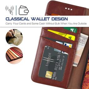 img 2 attached to 📱 Arae Wallet Case for iPhone Xs Max: PU Leather Flip Cover with Stand, Wrist Strap, and 4-Slot Pocket, 6.5 inch (Brown)