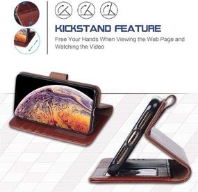 img 1 attached to 📱 Arae Wallet Case for iPhone Xs Max: PU Leather Flip Cover with Stand, Wrist Strap, and 4-Slot Pocket, 6.5 inch (Brown)