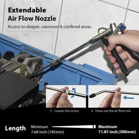 img 2 attached to 🔫 FIRSTINFO Extendable Air Flow Nozzle Length: 7.68-11.81 inch (195-300 mm) for 2-Way Air Duster Blow Gun