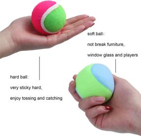 img 1 attached to 🏓 Aneko Toss and Catch Ball Set: Self Stick Paddle Game for Sports and Beach Fun - Includes Storage Bag, 4 Paddles, and 6 Balls