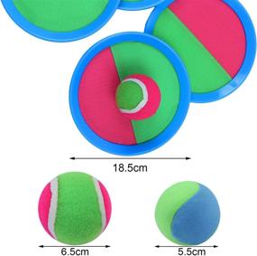 img 3 attached to 🏓 Aneko Toss and Catch Ball Set: Self Stick Paddle Game for Sports and Beach Fun - Includes Storage Bag, 4 Paddles, and 6 Balls