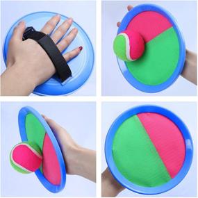 img 2 attached to 🏓 Aneko Toss and Catch Ball Set: Self Stick Paddle Game for Sports and Beach Fun - Includes Storage Bag, 4 Paddles, and 6 Balls