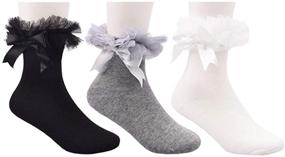 img 2 attached to Adorable 6 Pairs Pack: Little Girls' Bowknot Lace Ruffle Frilly Princess Dress Socks