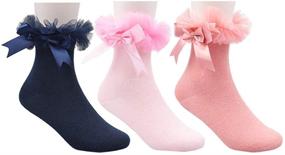 img 3 attached to Adorable 6 Pairs Pack: Little Girls' Bowknot Lace Ruffle Frilly Princess Dress Socks