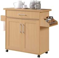 🏝️ hodedah beech kitchen island: spice rack, towel rack & drawer - a must-have for your kitchen! logo