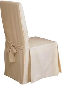 img 4 attached to 🪑 SureFit Home Décor Duck Solid Long Full Length Dining Room Chair Slipcover, Relaxed Fit, 100% Cotton, Machine Washable, Natural Color, 24x24x42 Inches