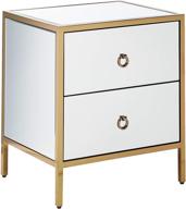 🔳 renee glam 2 drawer cabinet - dark gold mirror | christopher knight home logo