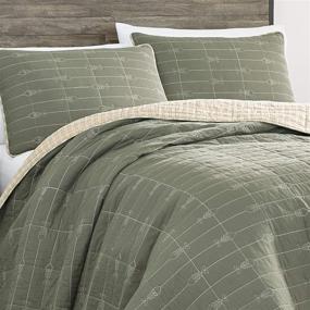 img 3 attached to 🛏️ Eddie Bauer Home Troutdale Collection Green Queen Bedding Set - 100% Cotton Lightweight Quilted Bedspread, Pre-Washed for Added Comfort