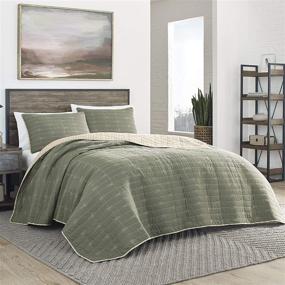 img 4 attached to 🛏️ Eddie Bauer Home Troutdale Collection Green Queen Bedding Set - 100% Cotton Lightweight Quilted Bedspread, Pre-Washed for Added Comfort