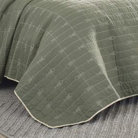 img 2 attached to 🛏️ Eddie Bauer Home Troutdale Collection Green Queen Bedding Set - 100% Cotton Lightweight Quilted Bedspread, Pre-Washed for Added Comfort