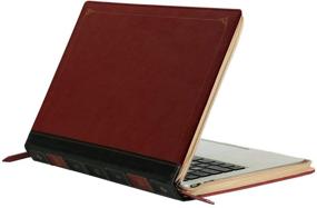 img 4 attached to MOSISO MacBook Pro 15 inch Case A1990 A1707 - Vintage PU Leather Zippered Book Folio Cover in Wine Red