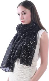 img 3 attached to Shimmering Silver and Gold Glitter Stars Women's Scarf Shawl Wrap by Lina & Lily