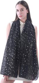 img 2 attached to Shimmering Silver and Gold Glitter Stars Women's Scarf Shawl Wrap by Lina & Lily