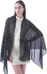 img 1 attached to Shimmering Silver and Gold Glitter Stars Women's Scarf Shawl Wrap by Lina & Lily