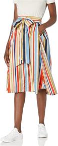 img 2 attached to Astr the Label Women's Shayla Mid Length Full Flare Button Down Skirt with Belt - Stylish and Versatile!