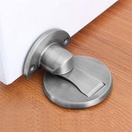 🚪 magnetic door stopper in brushed satin nickel finish - floor metal magnetic catch, ultra concealed door holder with adhesive - stainless steel heavy duty silver doorstop логотип