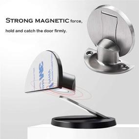 img 1 attached to 🚪 Magnetic Door Stopper in Brushed Satin Nickel Finish - Floor Metal Magnetic Catch, Ultra Concealed Door Holder with Adhesive - Stainless Steel Heavy Duty Silver Doorstop