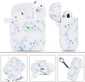 img 1 attached to 🌸 Футляр для AirPods Filoto: милый чехол Blueblossom с брелоком для Apple AirPods 2 и 1 - стильная силиконовая накладка, помпон и ремешок для женщин и девочек.