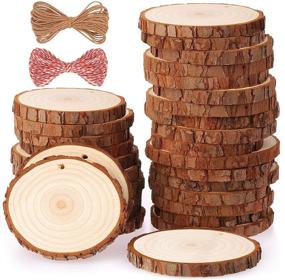 img 4 attached to 🌲 Fuyit Natural Wood Slices Craft Kit - Set of 30, 2.4-2.8 Inches, Unfinished, Predrilled with Holes - Wooden Circles, Tree Slices for Arts, Crafts, Christmas Ornaments, and DIY Projects