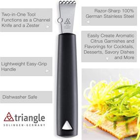 img 2 attached to 🔪 Triangle Germany Decozester - Stainless Steel Two-in-one Channel Knife and Zester - Garnishing and Flavoring Tool with Comfort Grip Handle - Dishwasher Safe