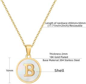 img 3 attached to Women's Girls' Gold Plated Stainless Steel Personalized 🐚 Shell Letter Pendant Initial Necklaces - Dainty BKENG Jewelry