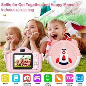 img 3 attached to 📸 Girls' 1080P HD Digital Dual Camera (Ages 3-9) - 20MP Video Camcorder, Birthday Gifts, 32GB SD Card, Puzzle Games - Pink