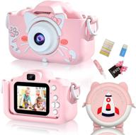 📸 girls' 1080p hd digital dual camera (ages 3-9) - 20mp video camcorder, birthday gifts, 32gb sd card, puzzle games - pink logo