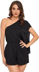 img 4 attached to 👗 SheIn Women's Off-Shoulder Batwing Jumpsuit - Stylish Women's Clothing