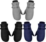 🧤 kids winter thicken snow mittens: unisex warm ski mitten gloves pack of 3 logo