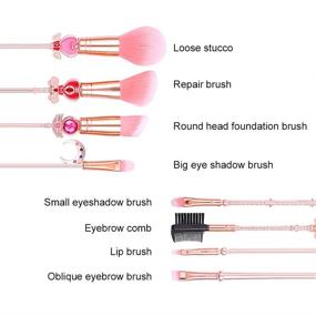 img 3 attached to 🌙 Rose Gold Sailor Moon Makeup Brush Set w/Pouch - KUASU Cosmetic Brushes Adorned with Sailor Moon Gems (MJ193)