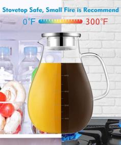 img 1 attached to 🥤 80oz Glass Pitcher with Lid and Spout - VEECOM Large Water Pitcher for Hot & Cold Beverages, Juice, Iced Tea - Fridge-friendly Borosilicate Glass Carafe/Jug with Brush Included