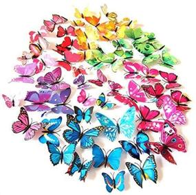 img 4 attached to 🦋 3D Butterfly Wall Decal Set - Topixdeals 48 PCS Butterfly Stickers with Easy-to-Apply Adhesive and Pins for Removable Room Home Nursery Decor