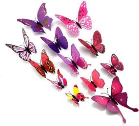 img 1 attached to 🦋 3D Butterfly Wall Decal Set - Topixdeals 48 PCS Butterfly Stickers with Easy-to-Apply Adhesive and Pins for Removable Room Home Nursery Decor