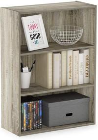 img 4 attached to 🏢 Furinno Pasir 3 Tier Open Shelf: Stylish Sonoma Oak Storage Solution for Your Home