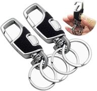 🔑 lancher key chain: heavy duty car keychain for men and women - black with 2 extra key rings and gift box logo