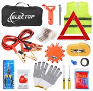 🚗 enhanced roadside emergency kit: 66-in-1 auto safety assistance with jumper cables, led flare, tow rope, triangle, tire gauge, and more logo
