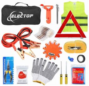 img 4 attached to 🚗 Enhanced Roadside Emergency Kit: 66-in-1 Auto Safety Assistance with Jumper Cables, LED Flare, Tow Rope, Triangle, Tire Gauge, and More