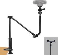 📷 39-inch overlength foldable webcam arm table mount with phone holder - compatible with logitech c922 c930e c920s c920 c615 c960 brio 4k, gopro hero 8 7 6 5 logo