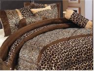 🦓 grandlinen 7 piece brown full size safari bed in a bag animal print comforter set: zebra, giraffe print microfur bedding for bed rooms or guest rooms logo
