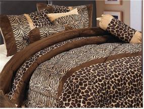 img 2 attached to 🦓 GrandLinen 7 Piece Brown Full Size Safari Bed in A Bag Animal Print Comforter Set: Zebra, Giraffe Print Microfur Bedding for Bed Rooms or Guest Rooms