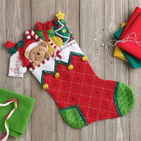 img 1 attached to Bucilla Holiday Teddy Felt Stocking Applique Kit - 18 Inches Long