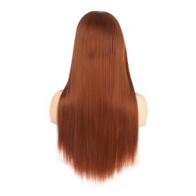 img 1 attached to 🧡 Natural Looking Dark Orange Long Straight Wig for Women - Baruisi Synthetic Cosplay Replacement Wig with Wig Cap