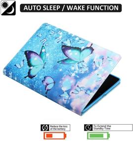 img 2 attached to 🦋 CIAOYE iPad 10.2 inch Case 9th 8th 7th Generation (2021/2020/2019 Release), Smart Wake/Sleep PU Leather Cover with Standing Feature, Protective Case for New iPad 10.2 inch/Air 3 10.5 inch, Blue Butterfly Design