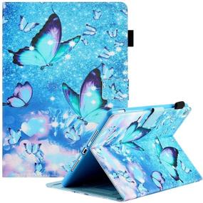 img 4 attached to 🦋 CIAOYE iPad 10.2 inch Case 9th 8th 7th Generation (2021/2020/2019 Release), Smart Wake/Sleep PU Leather Cover with Standing Feature, Protective Case for New iPad 10.2 inch/Air 3 10.5 inch, Blue Butterfly Design